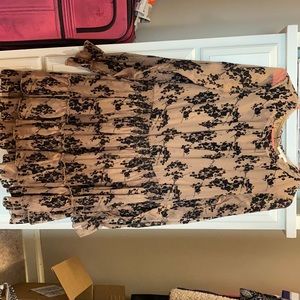 Gold and black floral dress